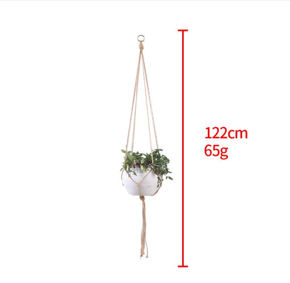 Hand-Woven Cotton Rope Plant Hanger, Beige