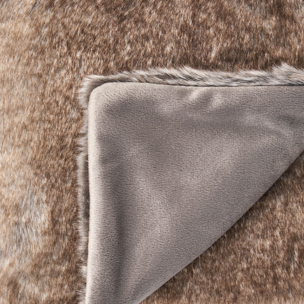Faux Fur Throw Blanket, 50 x 60 in, Brown Striped