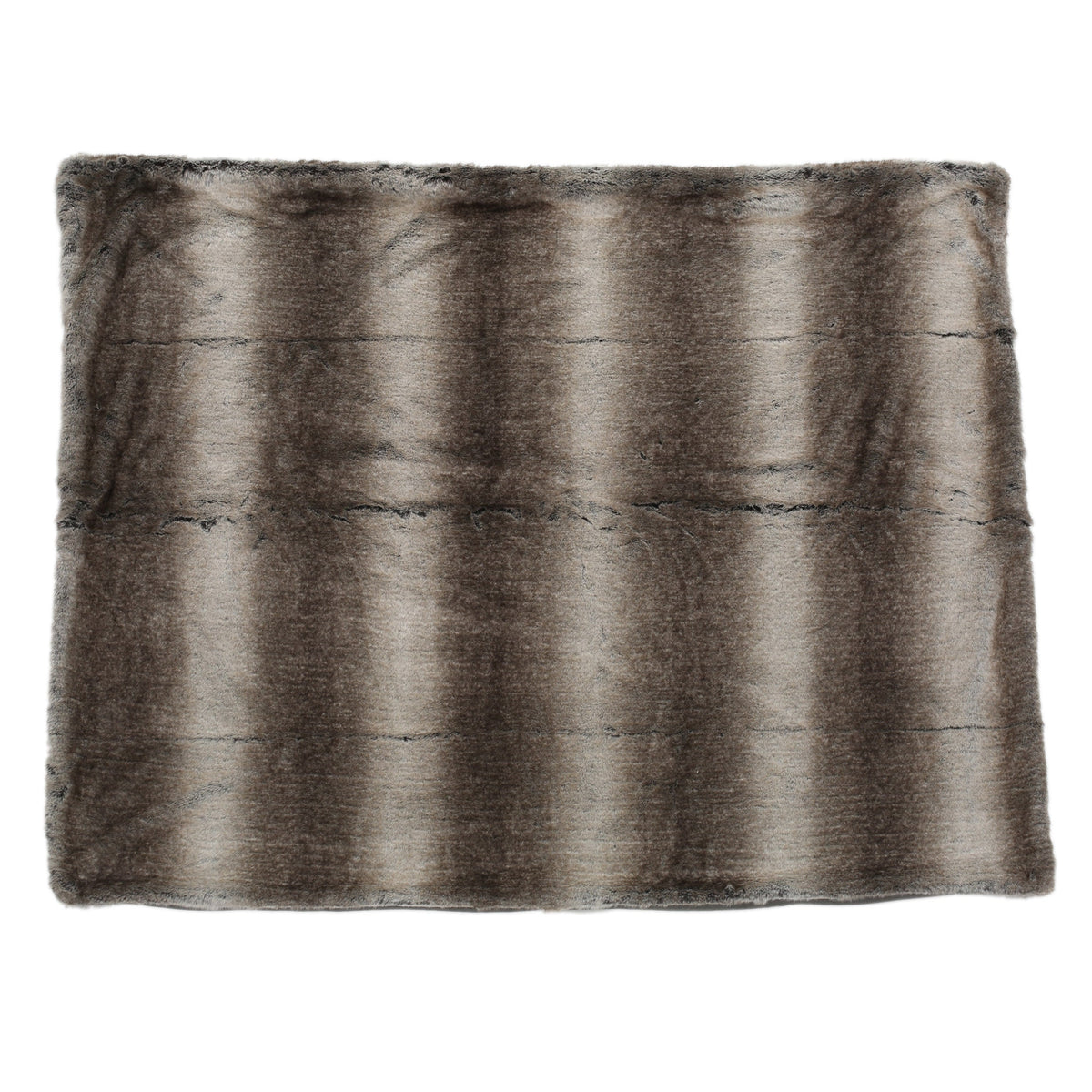 Faux Fur Throw Blanket, 50 x 60 in, Brown Striped