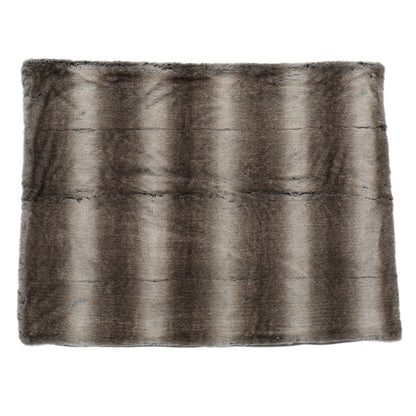 Faux Fur Throw Blanket, 50 x 60 in, Brown Striped