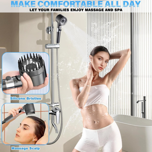 3-Mode Massage Shower Head with Filter and Pause Button
