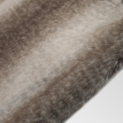 Faux Fur Throw Blanket, 50 x 60 in, Brown Striped