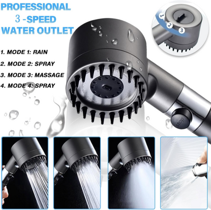 3-Mode Massage Shower Head with Filter and Pause Button