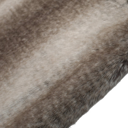 Faux Fur Throw Blanket, 50 x 60 in, Brown Striped