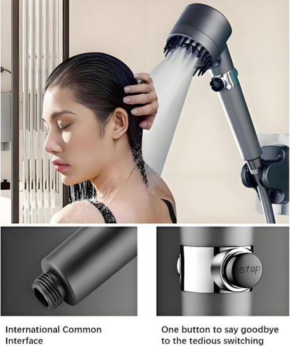 3-Mode Massage Shower Head with Filter and Pause Button