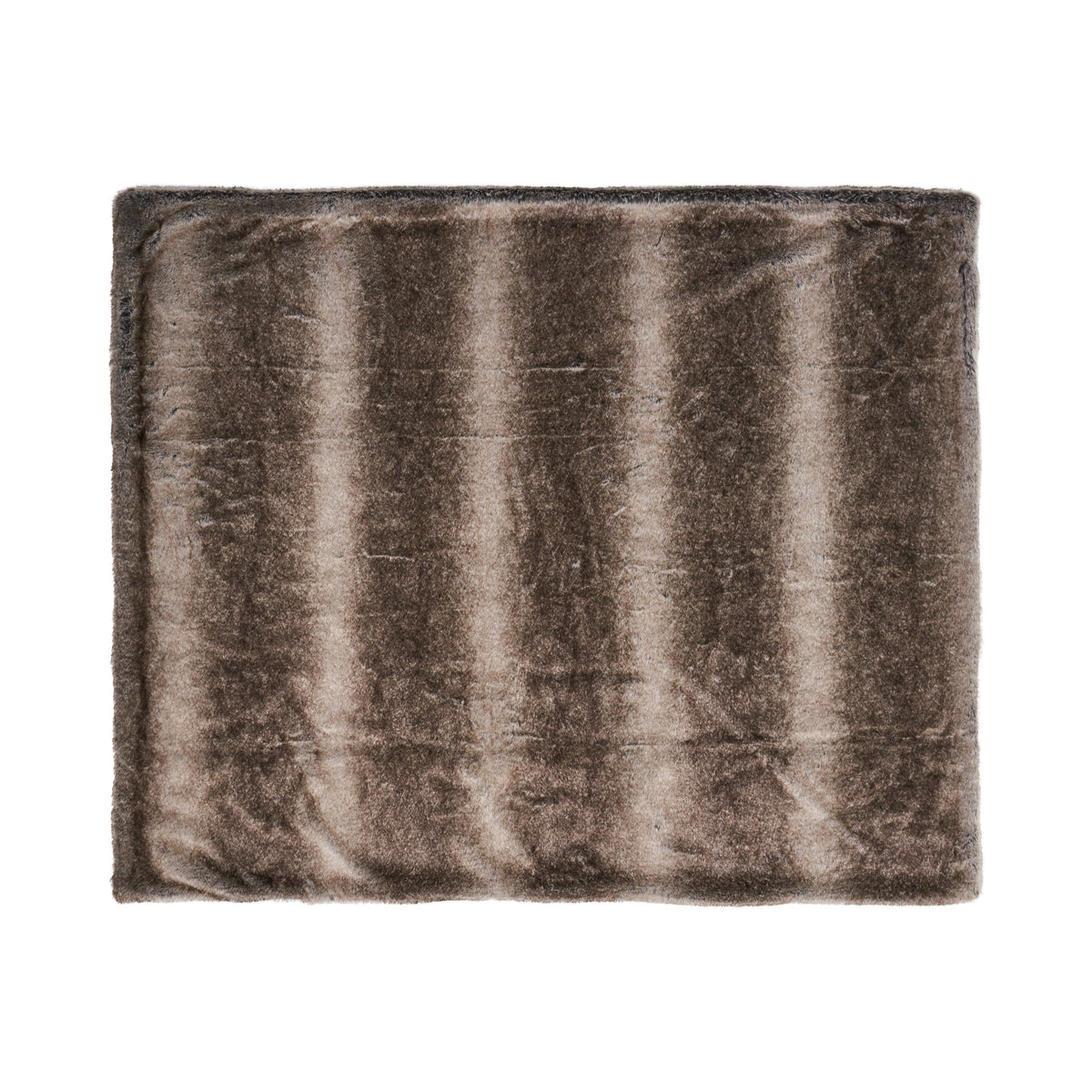 Faux Fur Throw Blanket, 50 x 60 in, Brown Striped