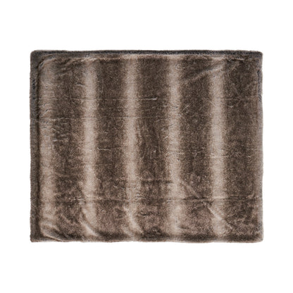 Faux Fur Throw Blanket, 50 x 60 in, Brown Striped