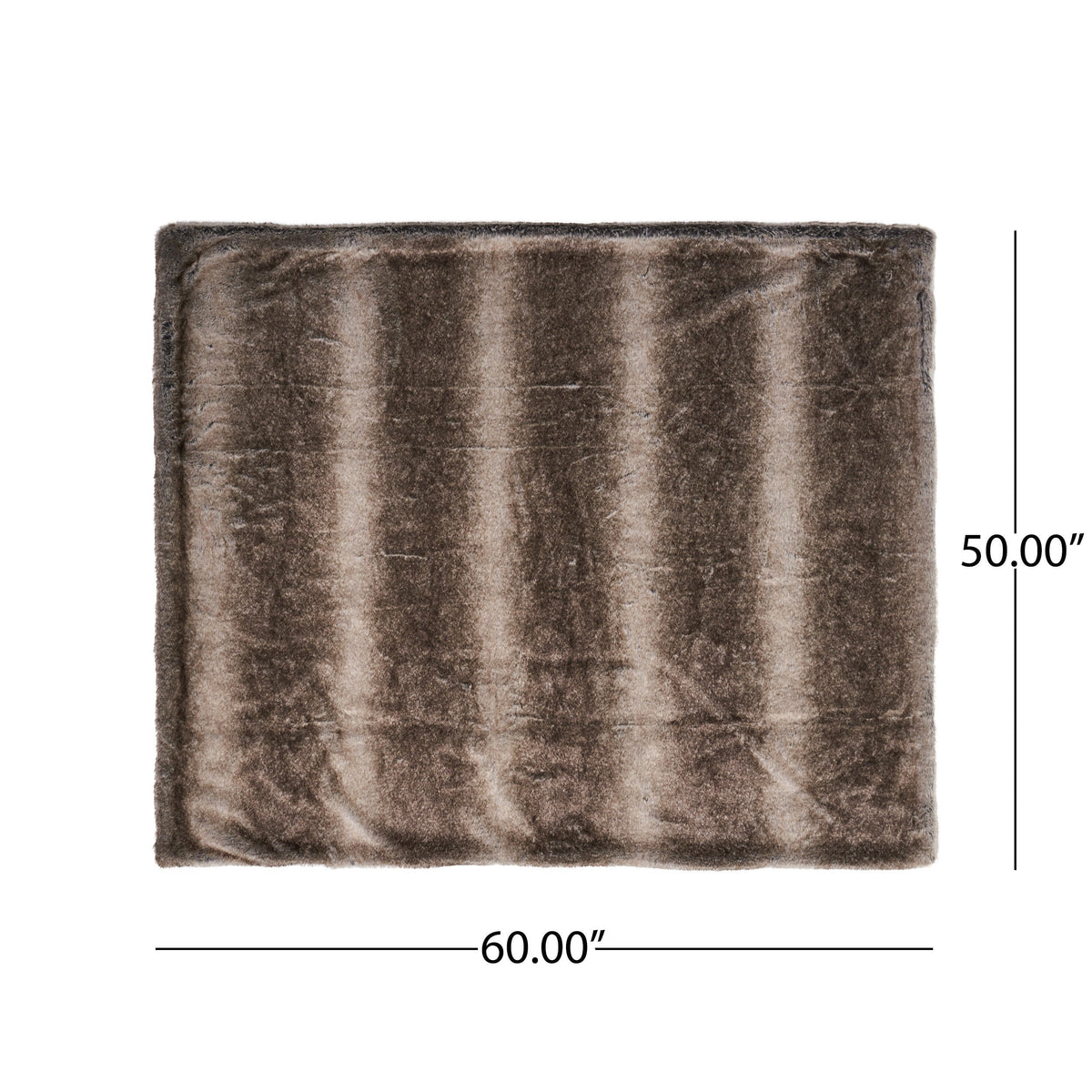 Faux Fur Throw Blanket, 50 x 60 in, Brown Striped